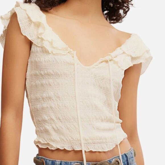 !!!NWT!!! Women’s Free People Love You More Ruffle Accent Smocked Top, X-Large - Picture 1 of 14